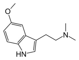 Struttura chimica della 5-MeO-DMT (5-metossi-dimetiltriptamina, nota anche come “5-MEO”)
